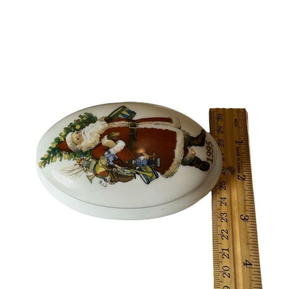 Vintage 1995 Reutter Santa Claus Porcelain Trinket Box Gold Rim Germany - Picture 11 of 14